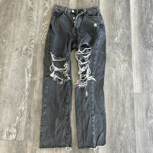 SHEIN ripped high waited straight jeans in size XS